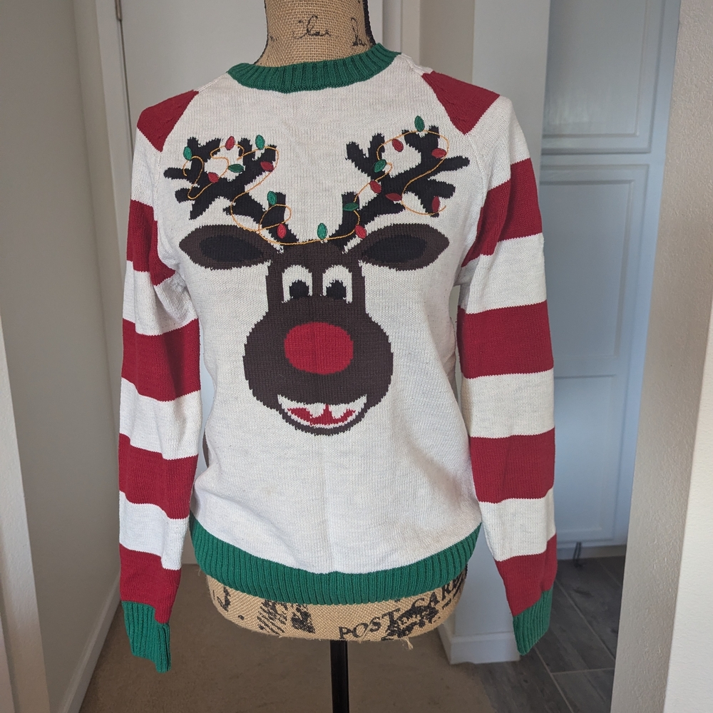 Ugly Christmas Sweater Green and White Knit